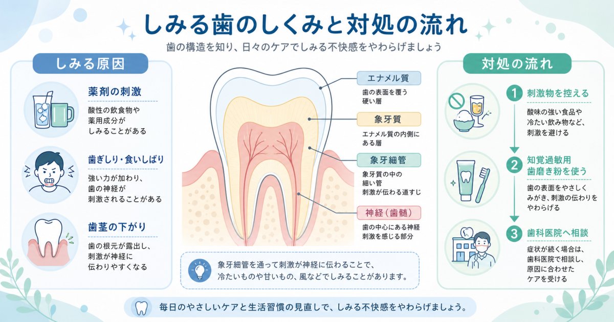ホワイトニングでしみるのが不安な方へ！原因と対処法・受診の目安