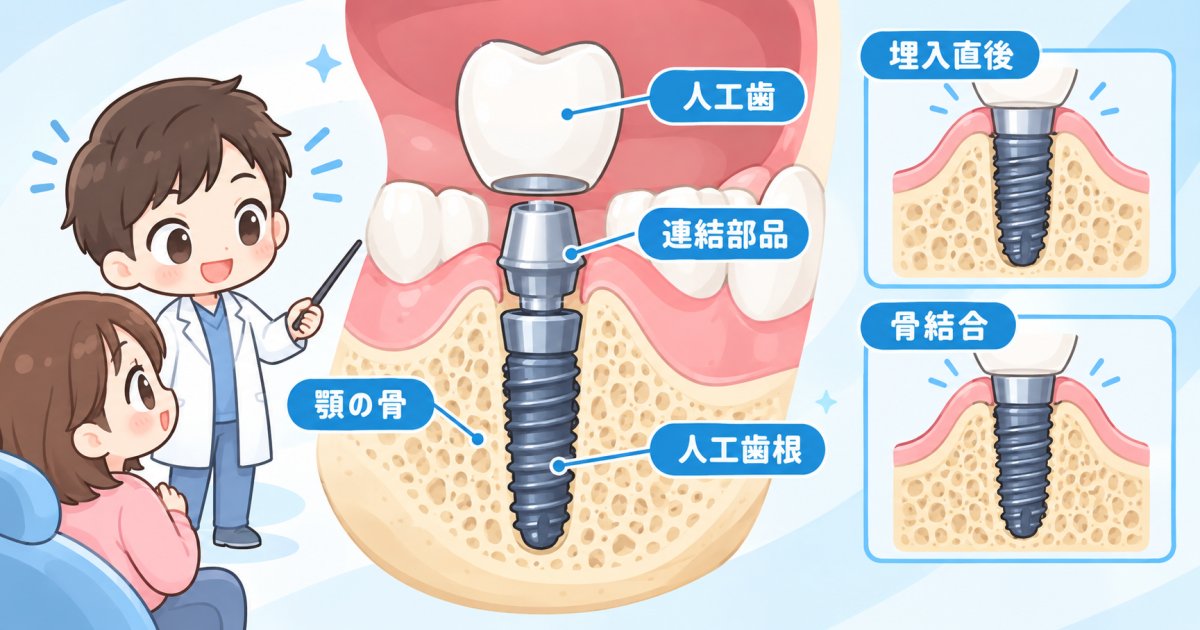 抜歯が気になる方へ｜インプラントの構造と固定の仕組み、天然歯との違い